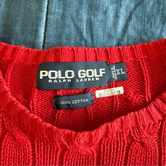 Vintage Ralph Lauren Polo Golf Sweater Large Cotton Cable Knit Preppy Size XL - Picture 4 of 8